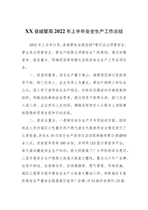 XX县城管局2022年上半年安全生产工作总结.docx