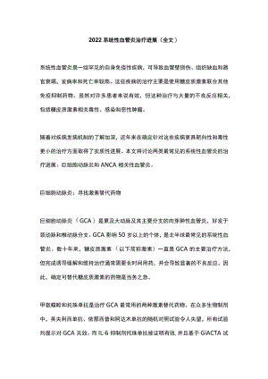 2022系统性血管炎治疗进展（全文）.docx
