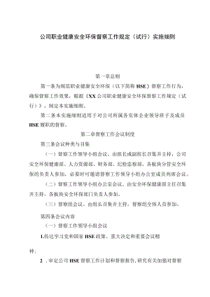 公司职业健康安全环保督察工作规定（试行）实施细则.docx