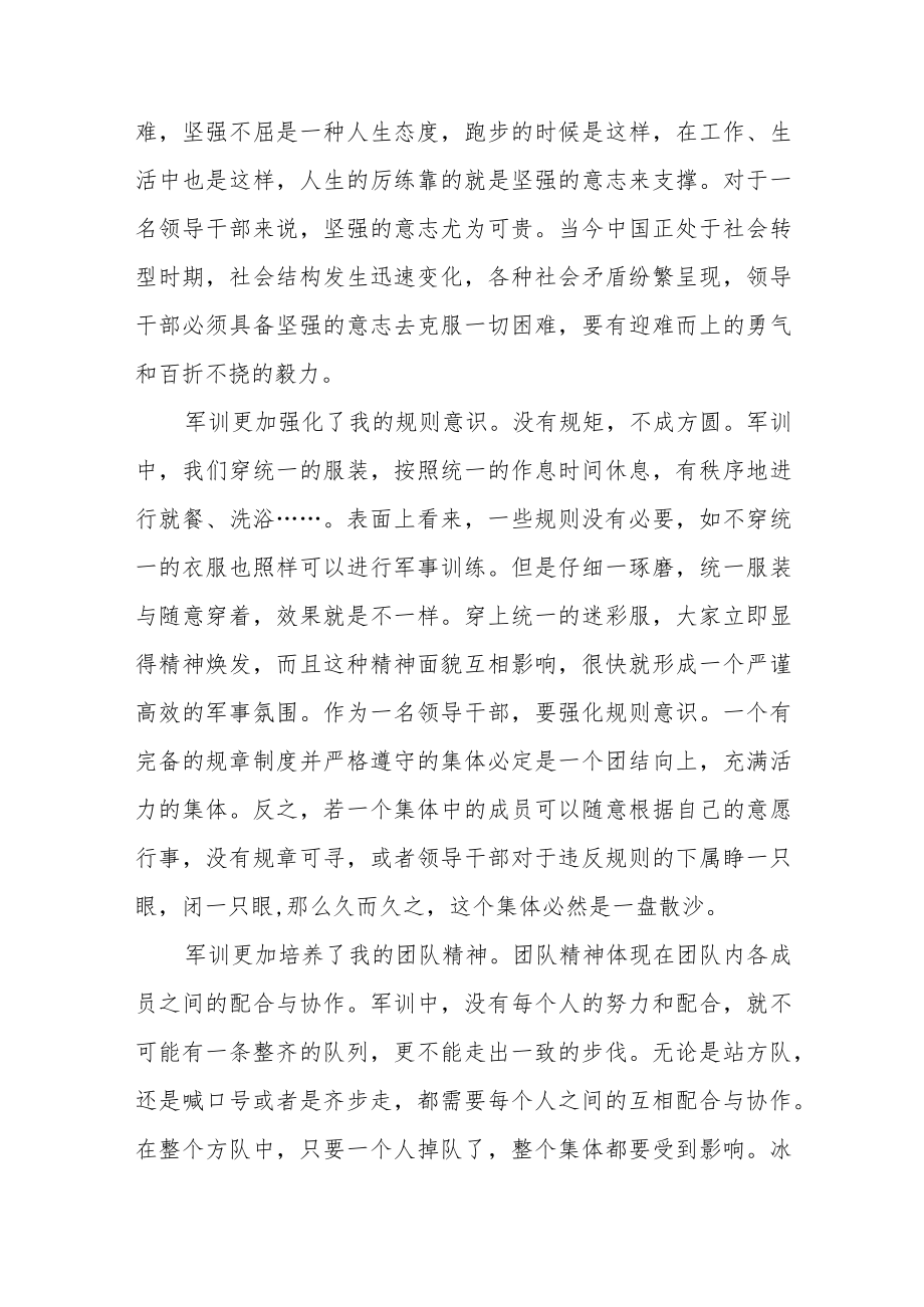 中青干部军训心得体会范文(三篇).docx_第3页