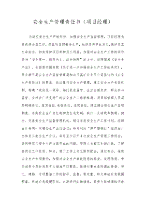 安全生产管理责任书（项目经理）.docx
