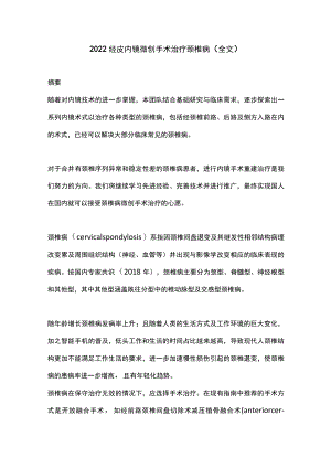2022经皮内镜微创手术治疗颈椎病（全文）.docx