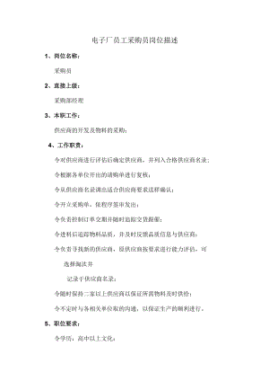 电子厂员工采购员岗位描述.docx