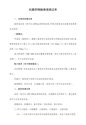 抗菌药物脑脊液透过率.docx