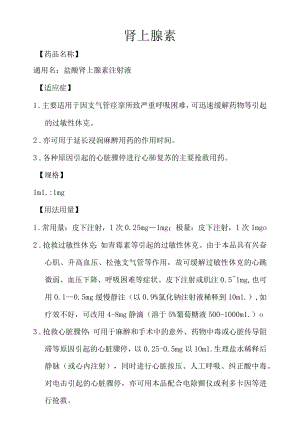 肾上腺素药品说明书模板.docx