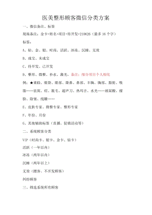 医美整形顾客微信分类方案.docx
