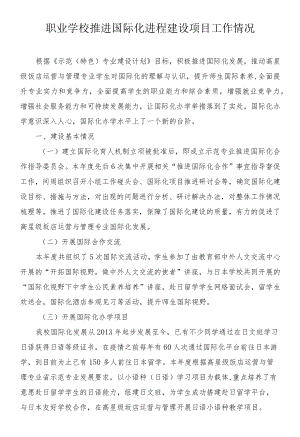 职业学校推进国际化进程建设项目工作情况.docx