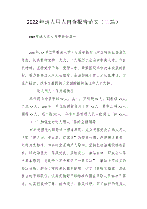 2022选人用人自查报告范文（三篇）.docx