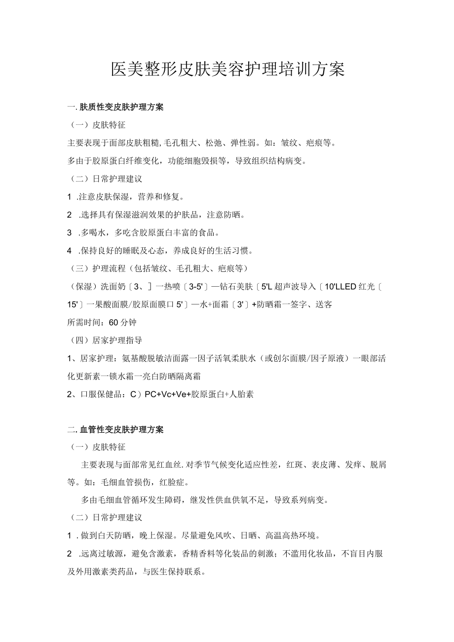 医美整形皮肤美容护理培训方案.docx_第1页