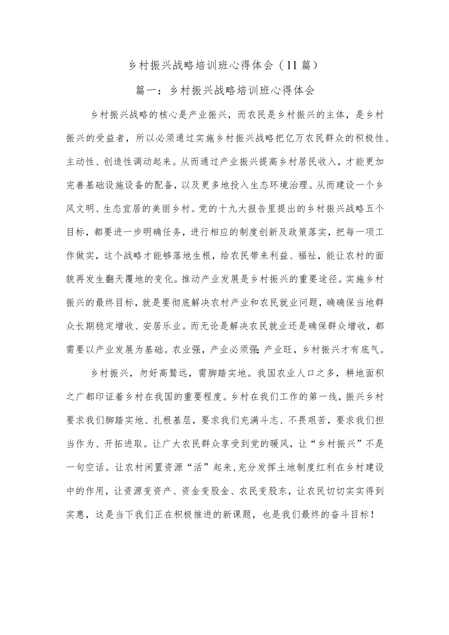 (11篇)乡村振兴战略培训班心得体会.docx_第1页
