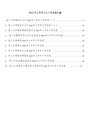 2022上半人大工作总结汇编（10篇 ）.docx