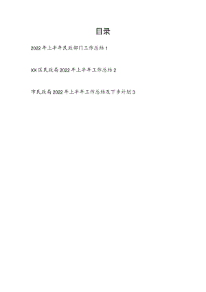 2022上半市县区民政局工作总结和市民政局下半下一步工作总结汇编.docx