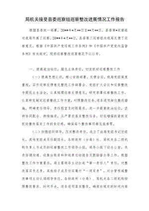 2022局机关接受县委巡察组巡察整改进展情况工作报告.docx