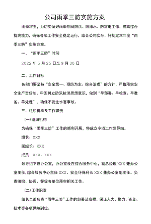 公司雨季三防实施方案.docx