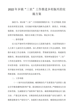 2022乡镇“三农”工作推进乡村振兴的实施方案.docx