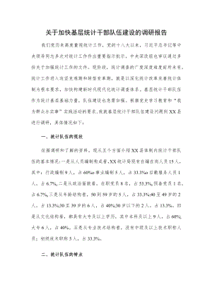 关于加快基层统计干部队伍建设的调研报告.docx