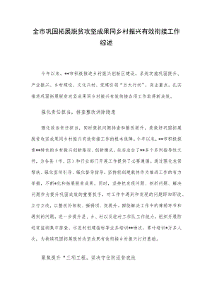全市巩固拓展脱贫攻坚成果同乡村振兴有效衔接工作综述.docx