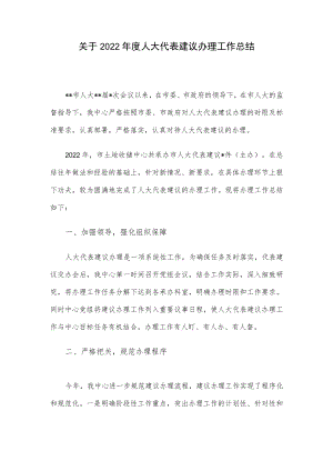 关于2022人大代表建议办理工作总结.docx