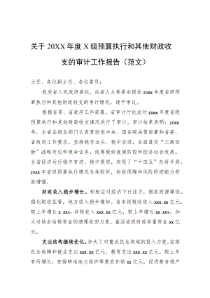关于2021x级预算执行和其他财政收支的审计工作报告（范文）.docx