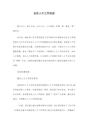 全区人才工作综述.docx