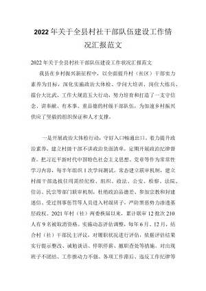 2022关于全县村社干部队伍建设工作情况汇报范文.docx