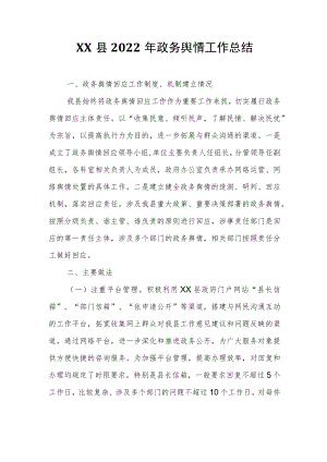 XX县政务舆情工作总结.docx