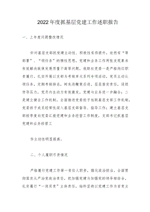 度抓基层党建工作述职报告.docx
