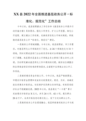 XX县全面推进基层政务公开“标准化、规范化”工作总结.docx