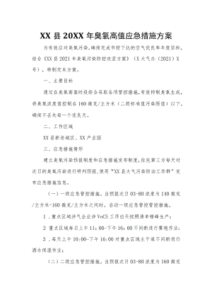 XX县臭氧高值应急措施方案.docx