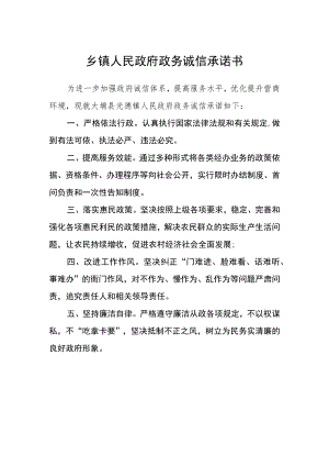 乡镇人民政府政务诚信承诺书.docx