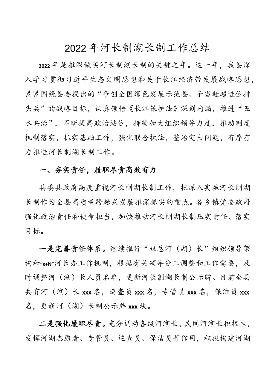 2022年河长制湖长制工作总结.docx_第1页