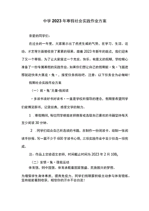 中学2023年寒假社会实践作业方案.docx