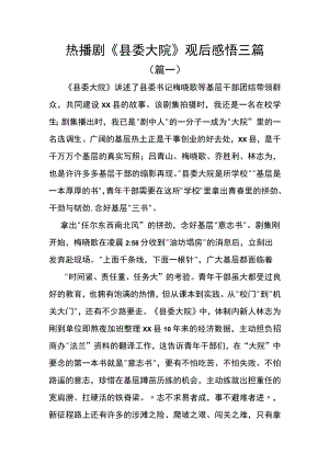 热播剧《县委大院》观后感悟三篇.docx