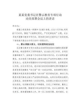 某某党委书记在警示教育专项行动动员部署会议上的讲话.docx