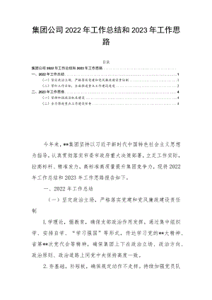 集团公司2022年工作总结和2023年工作思路.docx