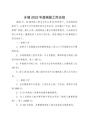 乡镇2022年度残联工作总结.docx