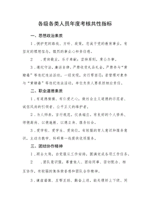 各级各类人员年度考核共性指标.docx