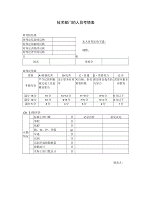 技术部门的人员考绩表.docx