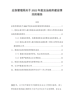 应急管理局关于2022年度法治政府建设情况的报告.docx