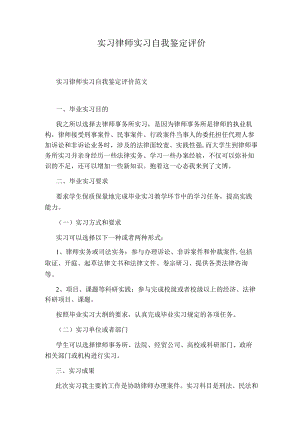 实习律师实习自我鉴定评价.docx