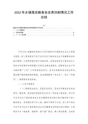 2022年乡镇落实粮食安全责任制情况工作总结.docx