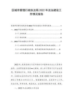 区城市管理行政执法局2022年法治建设工作情况报告.docx