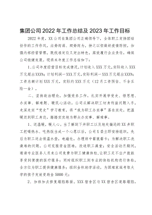 集团公司2022年工作总结及2023年工作目标.docx