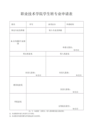 职业技术学院学生转专业申请表.docx