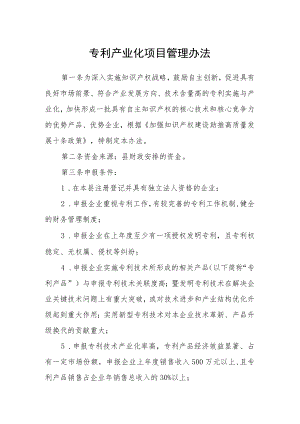 专利产业化项目管理办法.docx