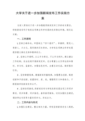 大学关于进一步加强新闻发布工作实施方案.docx