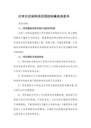 大学大宗采购项目招投标廉政承诺书.docx