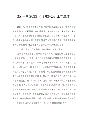 XX中2022年度政务公开工作总结.docx