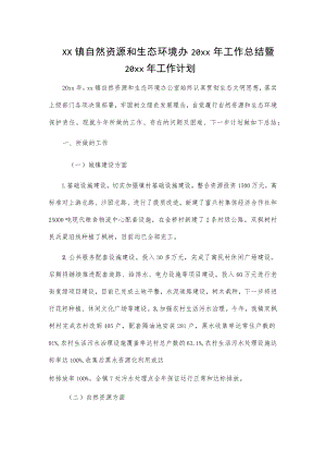xx镇自然资源和生态环境办20xx年工作总结暨20xx年工作计划.docx