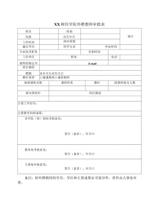 XX财经学院外聘教师审批表.docx